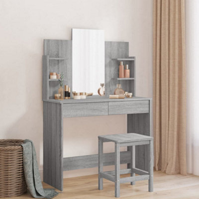 Vidaxl Dressing Table With Mirror Grey Sonoma 96X39X142 Cm - image 1