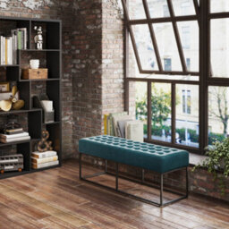 LPD Boden Yale Blue Bench Chenille Upholstery With Matte Black Frame Modern Industrial Seat W121 D41.5 H46.5Cm - thumbnail 5