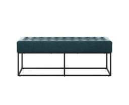 LPD Boden Yale Blue Bench Chenille Upholstery With Matte Black Frame Modern Industrial Seat W121 D41.5 H46.5Cm