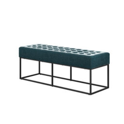 LPD Boden Yale Blue Bench Chenille Upholstery With Matte Black Frame Modern Industrial Seat W121 D41.5 H46.5Cm - thumbnail 2