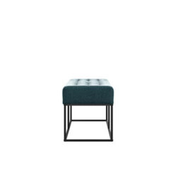 LPD Boden Yale Blue Bench Chenille Upholstery With Matte Black Frame Modern Industrial Seat W121 D41.5 H46.5Cm - thumbnail 3
