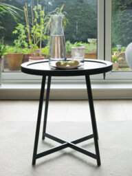 Aspect Furniture Louisa Round Side End Table-Oak Veneer In Black Finish - thumbnail 2