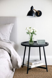 Aspect Furniture Louisa Round Side End Table-Oak Veneer In Black Finish - thumbnail 3