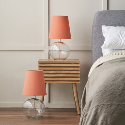 Pacific Lifestyle Set Of 2 Hallie Clear Glass And Terracotta Shade Table Lamp - image 1