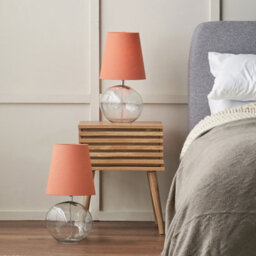 Pacific Lifestyle Set Of 2 Hallie Clear Glass And Terracotta Shade Table Lamp