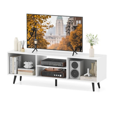 "Costway 120Cm Entertainment Center Mid Century Modern Tv Stand For 55"" Tvs-White" - image 1