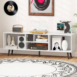 "Costway 120Cm Entertainment Center Mid Century Modern Tv Stand For 55"" Tvs-White" - thumbnail 4