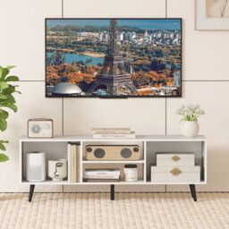 "Costway 120Cm Entertainment Center Mid Century Modern Tv Stand For 55"" Tvs-White" - thumbnail 3