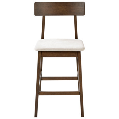 Everhaven Set Of 2 Bar Chairs Dark Brown Taupe Retro Rubberwood Seats - Wyld And Coco - image 1