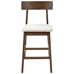 Everhaven Set Of 2 Bar Chairs Dark Brown Taupe Retro Rubberwood Seats - Wyld And Coco - thumbnail 1