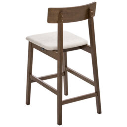 Everhaven Set Of 2 Bar Chairs Dark Brown Taupe Retro Rubberwood Seats - Wyld And Coco - thumbnail 5