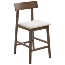 Everhaven Set Of 2 Bar Chairs Dark Brown Taupe Retro Rubberwood Seats - Wyld And Coco - thumbnail 4