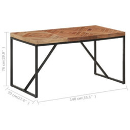 Berkfield Industrial Dining Table 140X70X76 Cm Solid Acacia And Mango Wood - thumbnail 7
