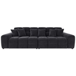 Furnishings For Less UK Jenson Black 4 Seater Plush Velvet Sofa With Deep Seats & Boxed Arms - thumbnail 1
