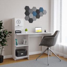 Urbn-Living Urbnliving 120Cm Height White Computer Desk Workstation 4-Tier Shelves Home Office Study Writing Table - thumbnail 2
