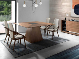 Angel Cerda Elegant Square Walnut Dining Table For Modern Homes - thumbnail 2