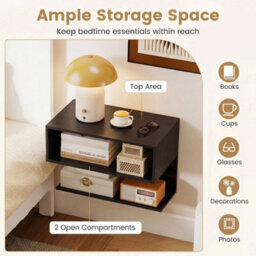 2 Pcs Floating Nightstand Modern Wall Mounted Bedside Table With Storage Shelves - thumbnail 6
