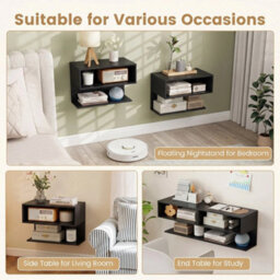 2 Pcs Floating Nightstand Modern Wall Mounted Bedside Table With Storage Shelves - thumbnail 5