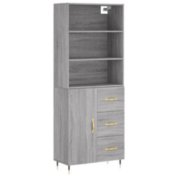 Berkfield Highboard Grey Sonoma 69.5X34X180 Cm Engineered Wood - thumbnail 2