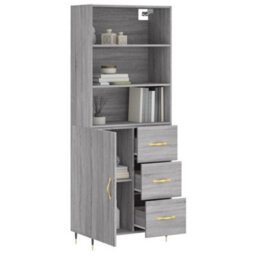 Berkfield Highboard Grey Sonoma 69.5X34X180 Cm Engineered Wood - thumbnail 3