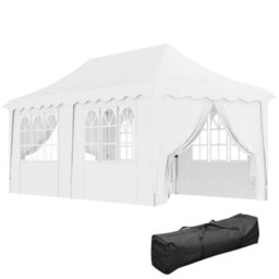 Outsunny 3 X 6M Pop Up Gazebo With Sides And Carry Bag, Upf50+, White - thumbnail 2