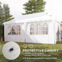 Outsunny 3 X 6M Pop Up Gazebo With Sides And Carry Bag, Upf50+, White - thumbnail 6