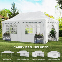 Outsunny 3 X 6M Pop Up Gazebo With Sides And Carry Bag, Upf50+, White - thumbnail 7