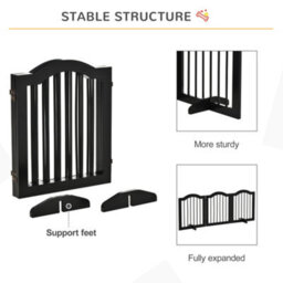 Pawhut Freestanding Pet Gate Safety Barrier 3 Pannel W/ Support Feet Black - thumbnail 7