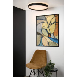 Lucide Nuria Modern Flush Ceiling Light 50Cm - Led Dim. - 1X36W 2700K - 3 Stepdim - Black - thumbnail 4