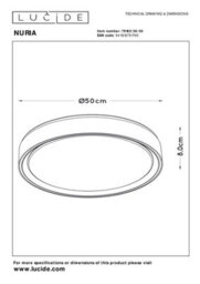 Lucide Nuria Modern Flush Ceiling Light 50Cm - Led Dim. - 1X36W 2700K - 3 Stepdim - Black - thumbnail 7