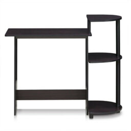 Walplus Furinno Compact Computer Desk With Shelves, Dark Walnut - thumbnail 6