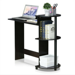 Walplus Furinno Compact Computer Desk With Shelves, Dark Walnut - thumbnail 7