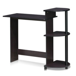Walplus Furinno Compact Computer Desk With Shelves, Dark Walnut - thumbnail 2