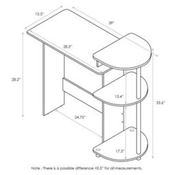 Walplus Furinno Compact Computer Desk With Shelves, Dark Walnut - thumbnail 3