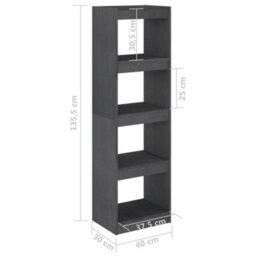 Berkfield Book Cabinet Room Divider Grey 40X30X135.5 Cm Pinewood - thumbnail 8