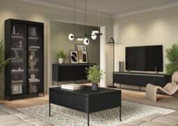 Arte Chic And Modern Large Sideboard Cabinet  With Fluted Front(H)830mm (W)1930mm (D)400mm - Black Matt - thumbnail 4