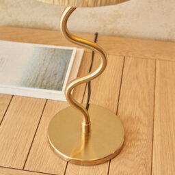 Luminosa Lighting Luminosa Wriggle Table Lamp With Round Tapered Shade Brushed Aged Brass Plate, Natural Raffia, 1X E14 - thumbnail 5