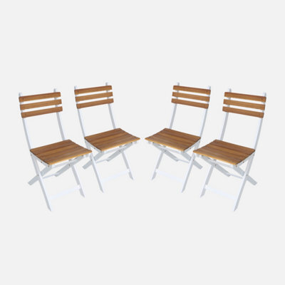 Sweeek - Set Of 4 Calena Folding Garden Chairs In White Acacia 40 X 52 X 85 Cm - image 1