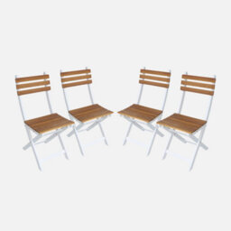 Sweeek - Set Of 4 Calena Folding Garden Chairs In White Acacia 40 X 52 X 85 Cm - thumbnail 1