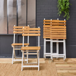 Sweeek - Set Of 4 Calena Folding Garden Chairs In White Acacia 40 X 52 X 85 Cm - thumbnail 5