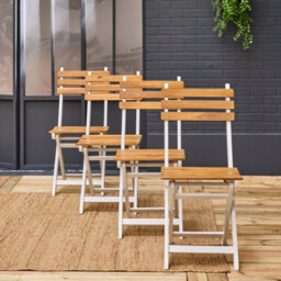 Sweeek - Set Of 4 Calena Folding Garden Chairs In White Acacia 40 X 52 X 85 Cm - thumbnail 4