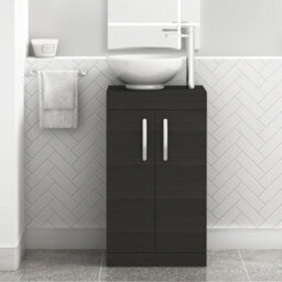 Royal Bathrooms 500mm Floor Standing Vanity Unit 2 Door Hale Black & Countertop Basin - Breeze - thumbnail 1