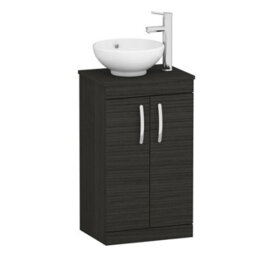Royal Bathrooms 500mm Floor Standing Vanity Unit 2 Door Hale Black & Countertop Basin - Breeze - thumbnail 4