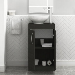 Royal Bathrooms 500mm Floor Standing Vanity Unit 2 Door Hale Black & Countertop Basin - Breeze - thumbnail 3
