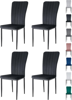 MCC Direct Set Of 4  High Back Dining Chairs Velvet Fabric Kitchen/dining Seating Black - Elle By Mcc