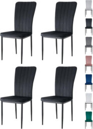 MCC Direct Set Of 4  High Back Dining Chairs Velvet Fabric Kitchen/dining Seating Black - Elle By Mcc
