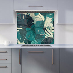 Warren Reed Designer Tropical Green Leaves Premium Glass Kitchen Splashback W900mm X H750mm - thumbnail 1