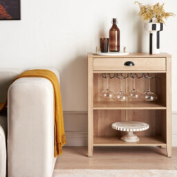 Wyld And Coco Everwood Sideboard Light Brown Particle Board 1 Drawer 2 Shelves Wall-Mountable - thumbnail 2