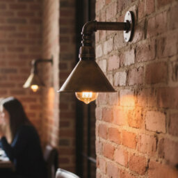 " Industrial Vintage Water Pipe Wall Light With Conical Metal Shade Brushed Copper E27" - thumbnail 3