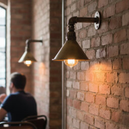 " Industrial Vintage Water Pipe Wall Light With Conical Metal Shade Brushed Copper E27" - thumbnail 5
